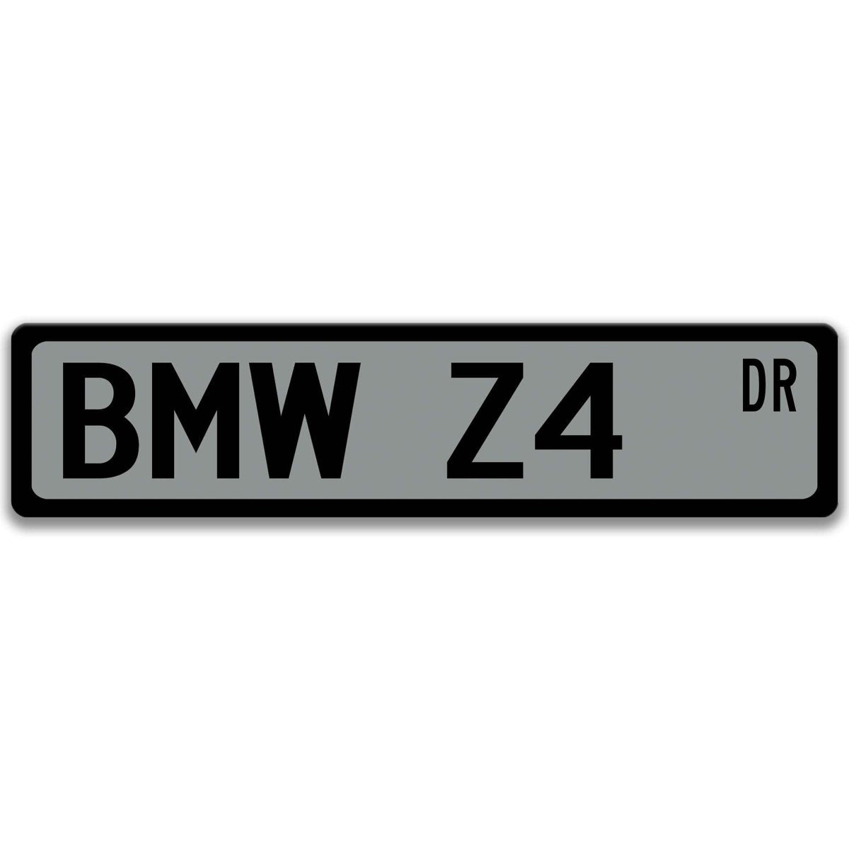 Gray BMW Z4 DR aluminum street sign with black lettering