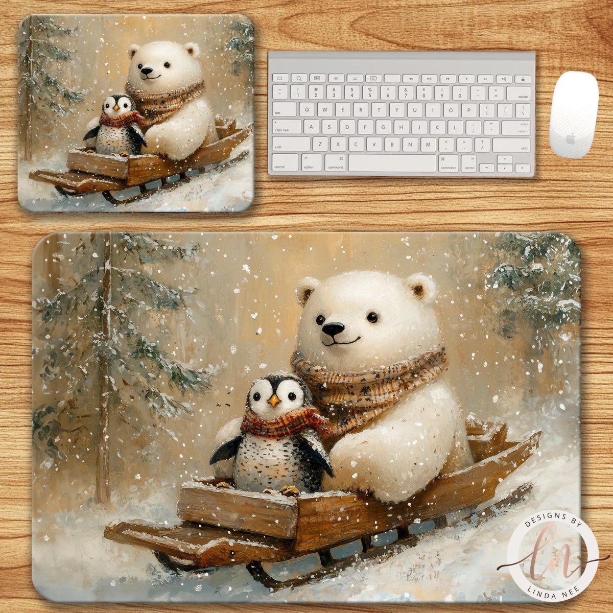 Polar Bear Penguin Mouse Pad & Desk Mat