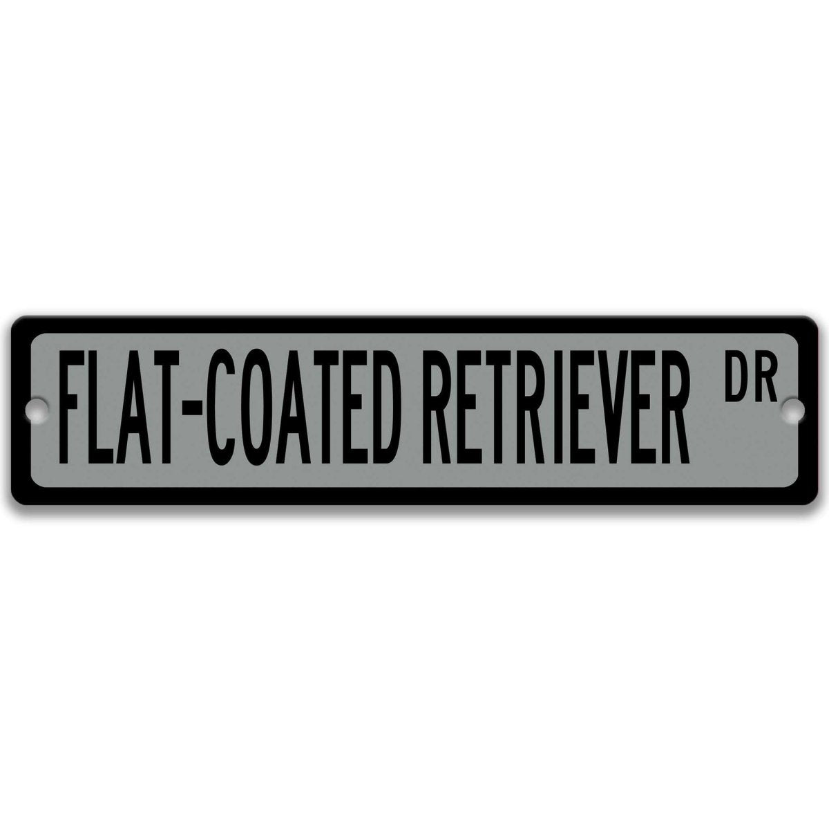 Green Flat-Coated Retriever DR aluminum street sign with white lettering