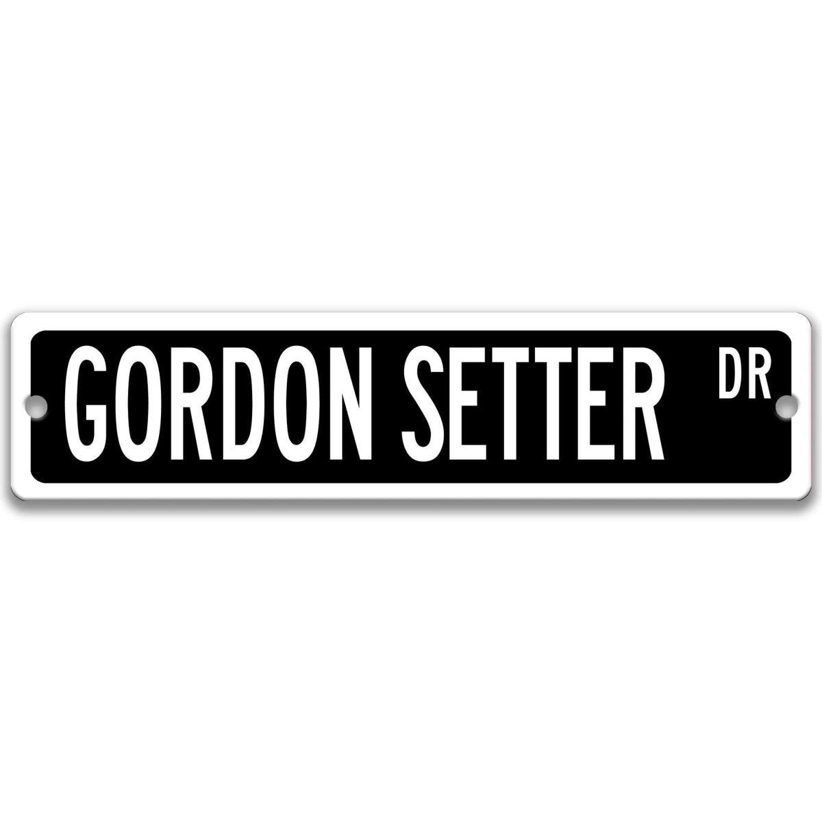 Gray Gordon Setter DR aluminum street sign with black lettering