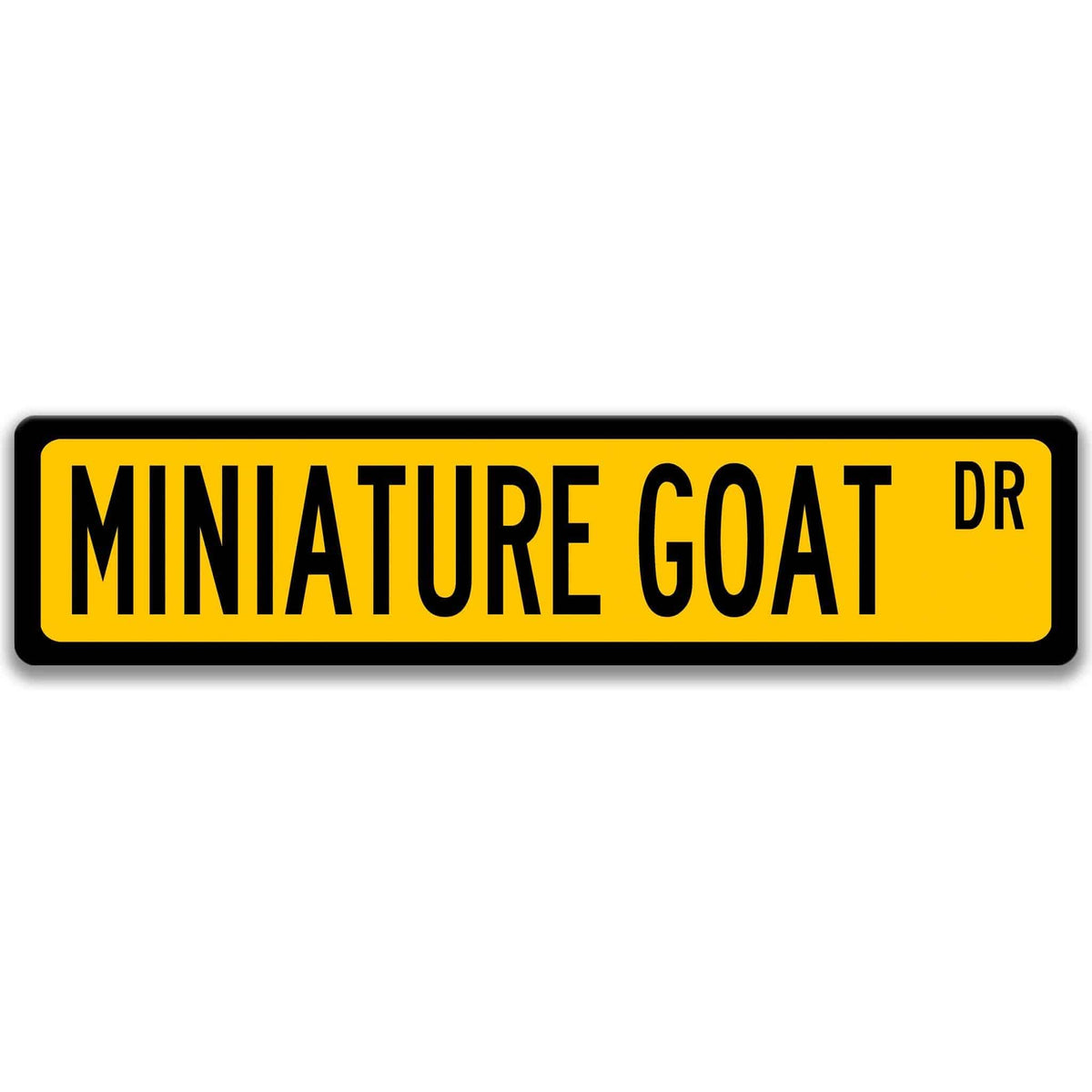 Miniature goat metal street sign with black goat silhouette, customizable background color, heavy gauge aluminum