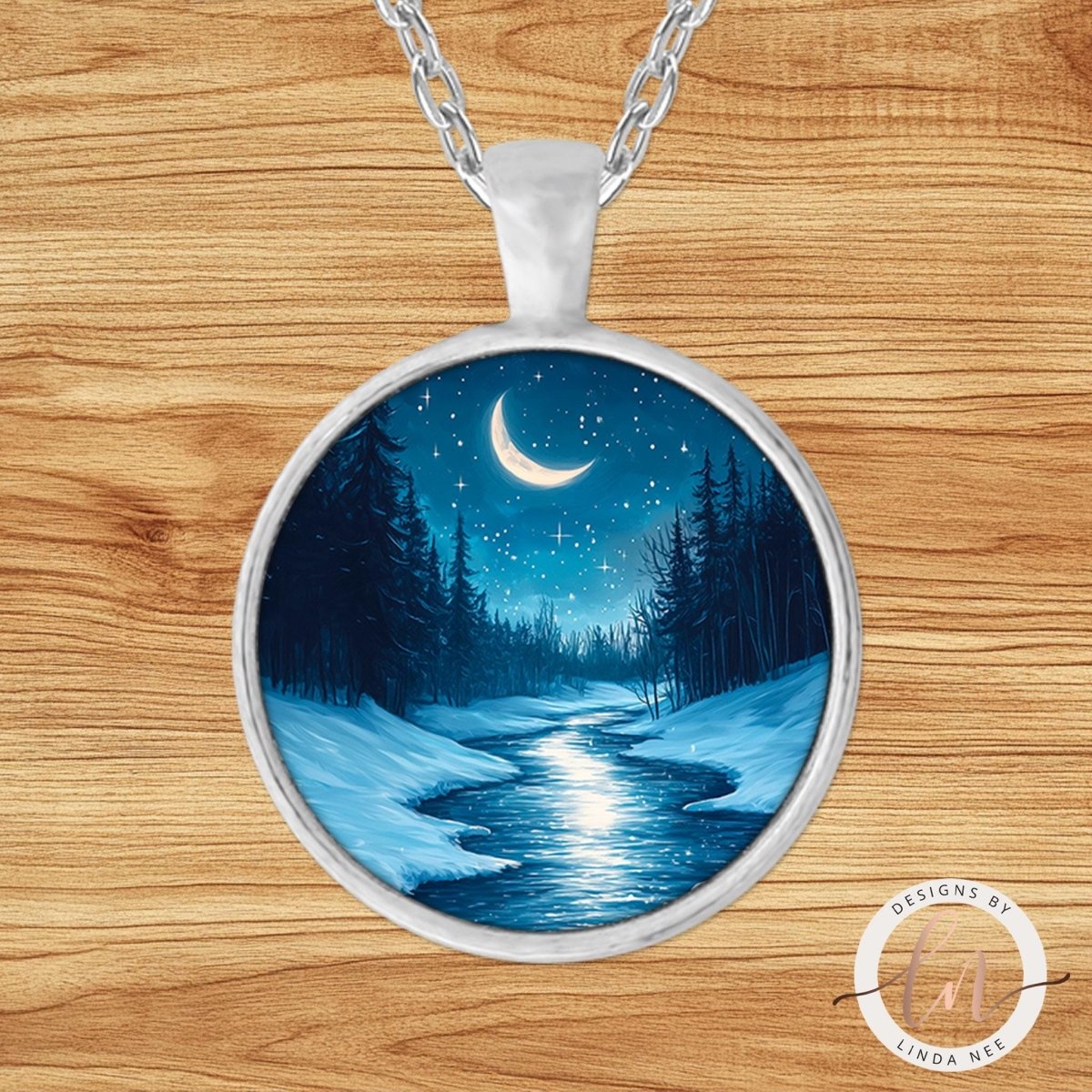 Starry Winter Forest Pendant Necklace
