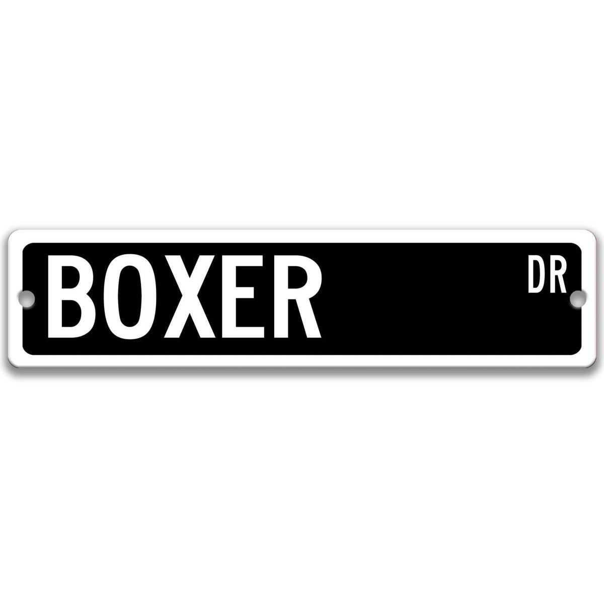 Green Boxer Dog DR aluminum street sign with white lettering