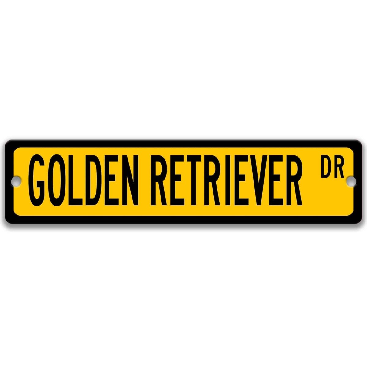 Yellow Golden Retriever DR aluminum street sign with black lettering