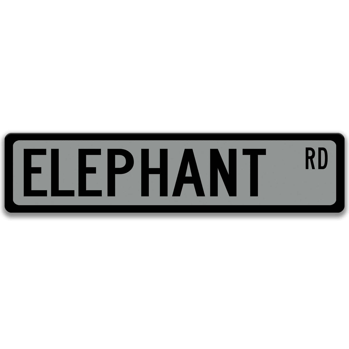 Elephant metal street sign in gray background