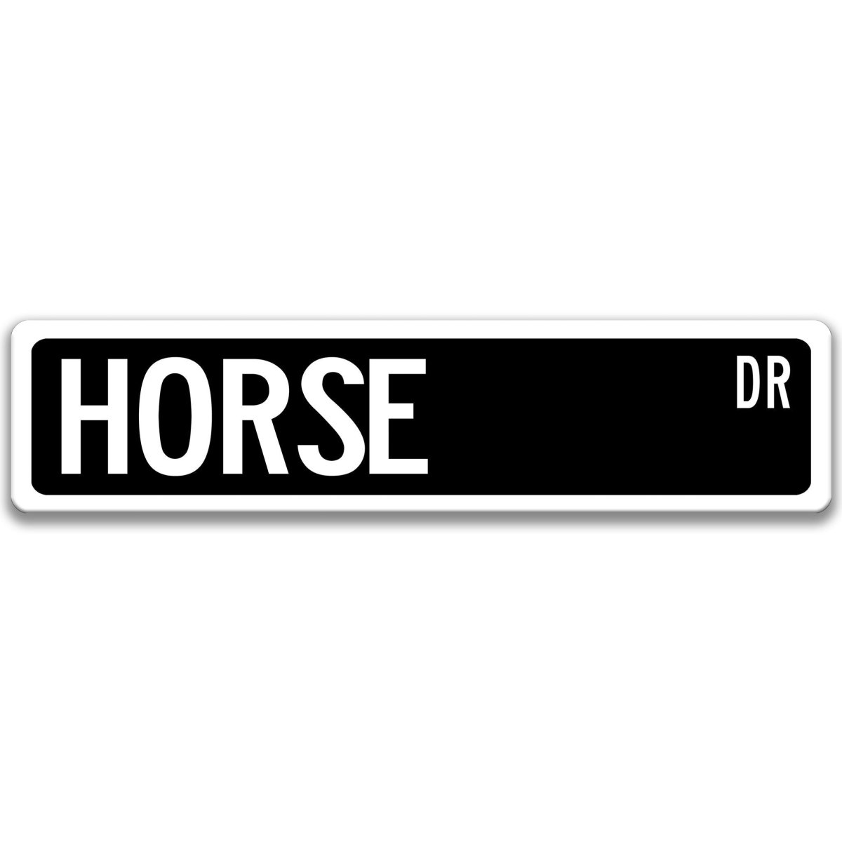 Horse metal street sign with black horse silhouette, customizable background color, heavy gauge aluminum