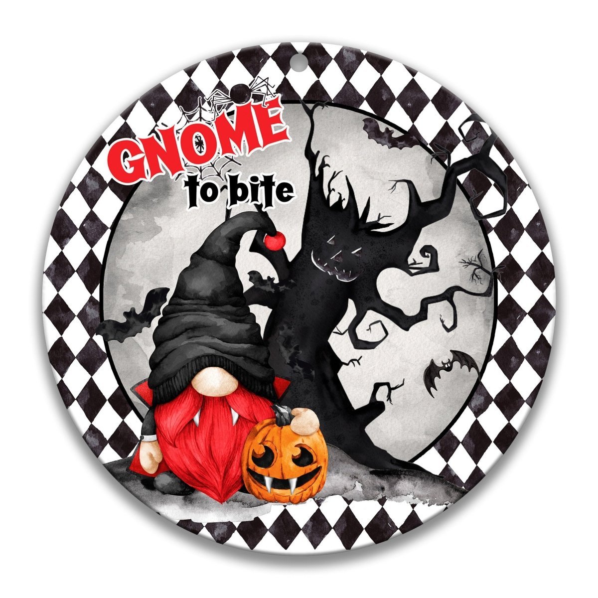 Vampire Gnome Halloween Wreath Sign