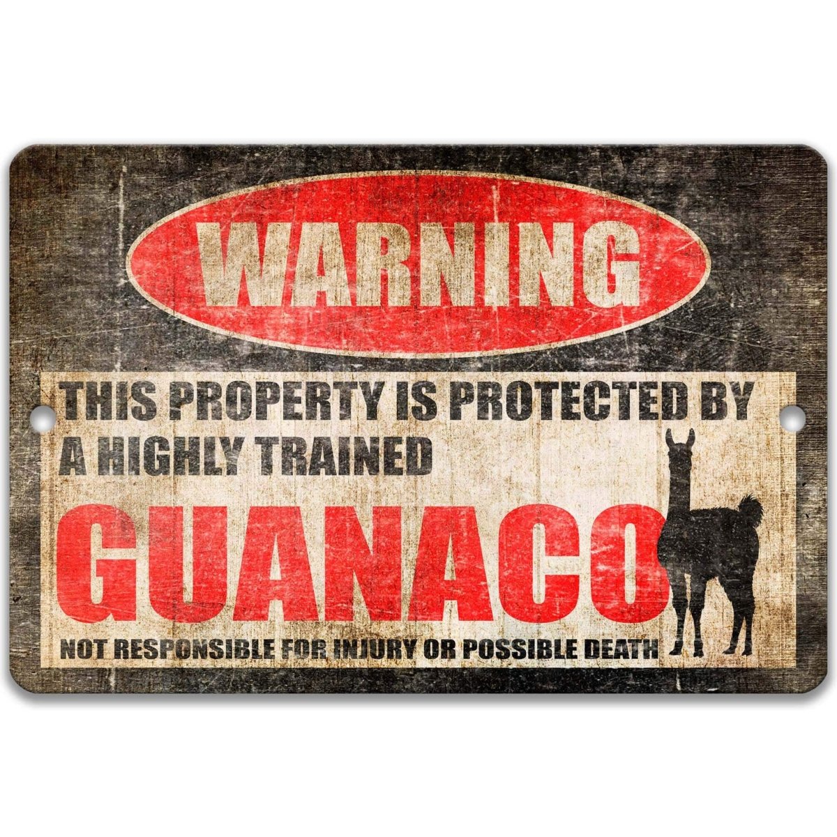 Guanaco Warning Metal Sign Outdoor
