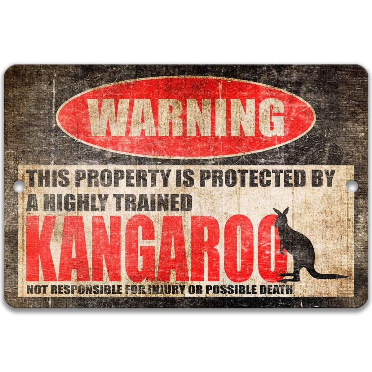 Funny Kangaroo Warning Metal Sign
