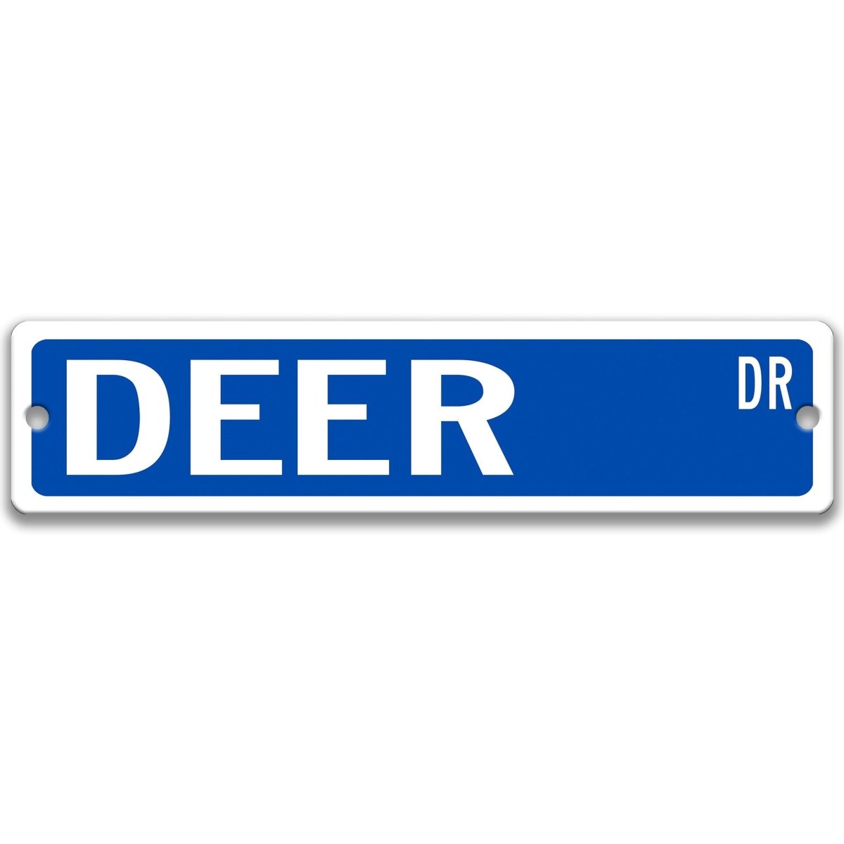 Deer metal street sign in blue background