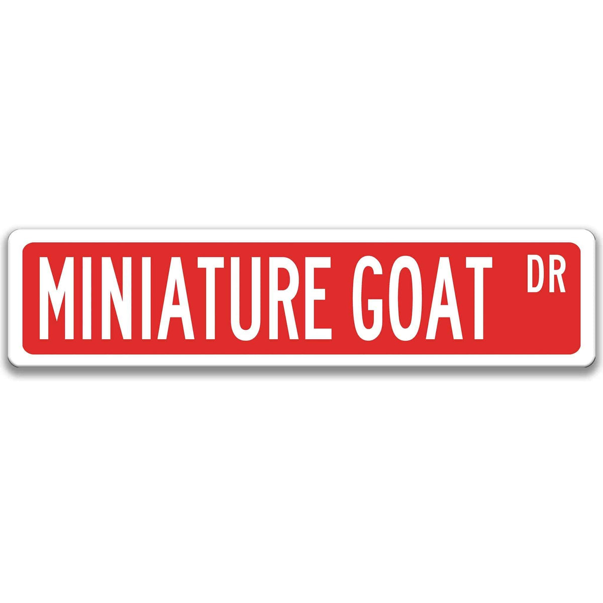 Miniature goat metal street sign with black goat silhouette, customizable background color, heavy gauge aluminum