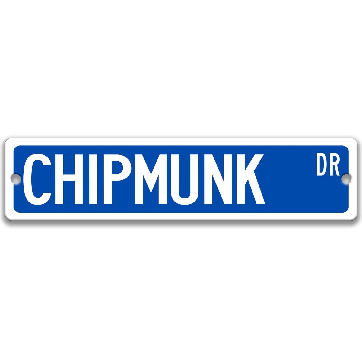 Chipmunk metal street sign in blue background