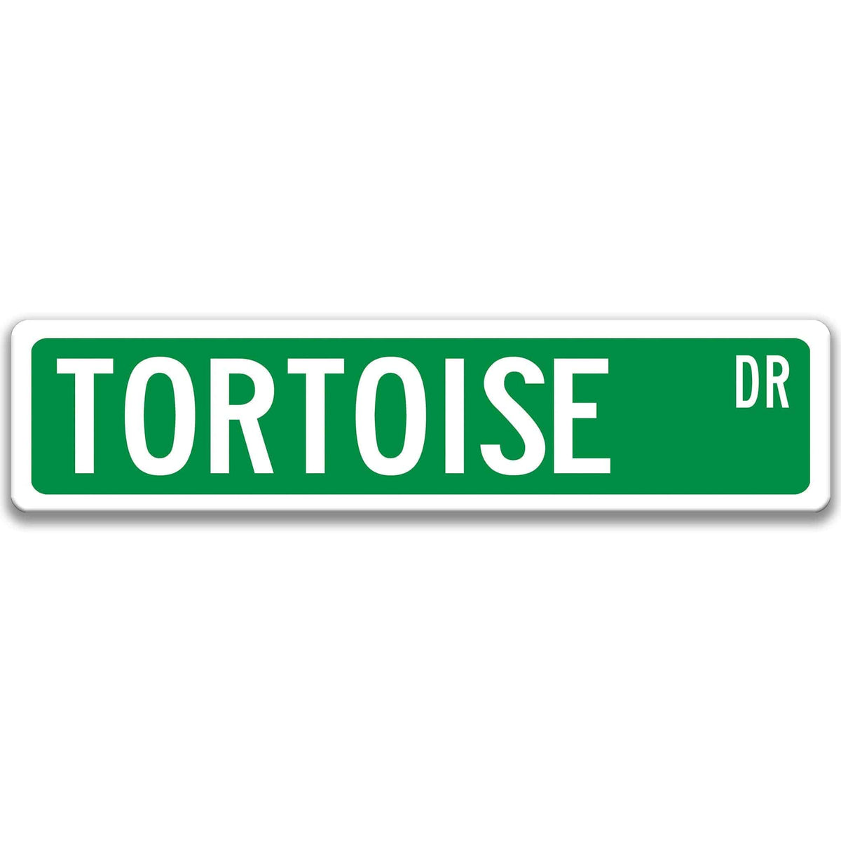 Tortoise Street Name metal sign with green background