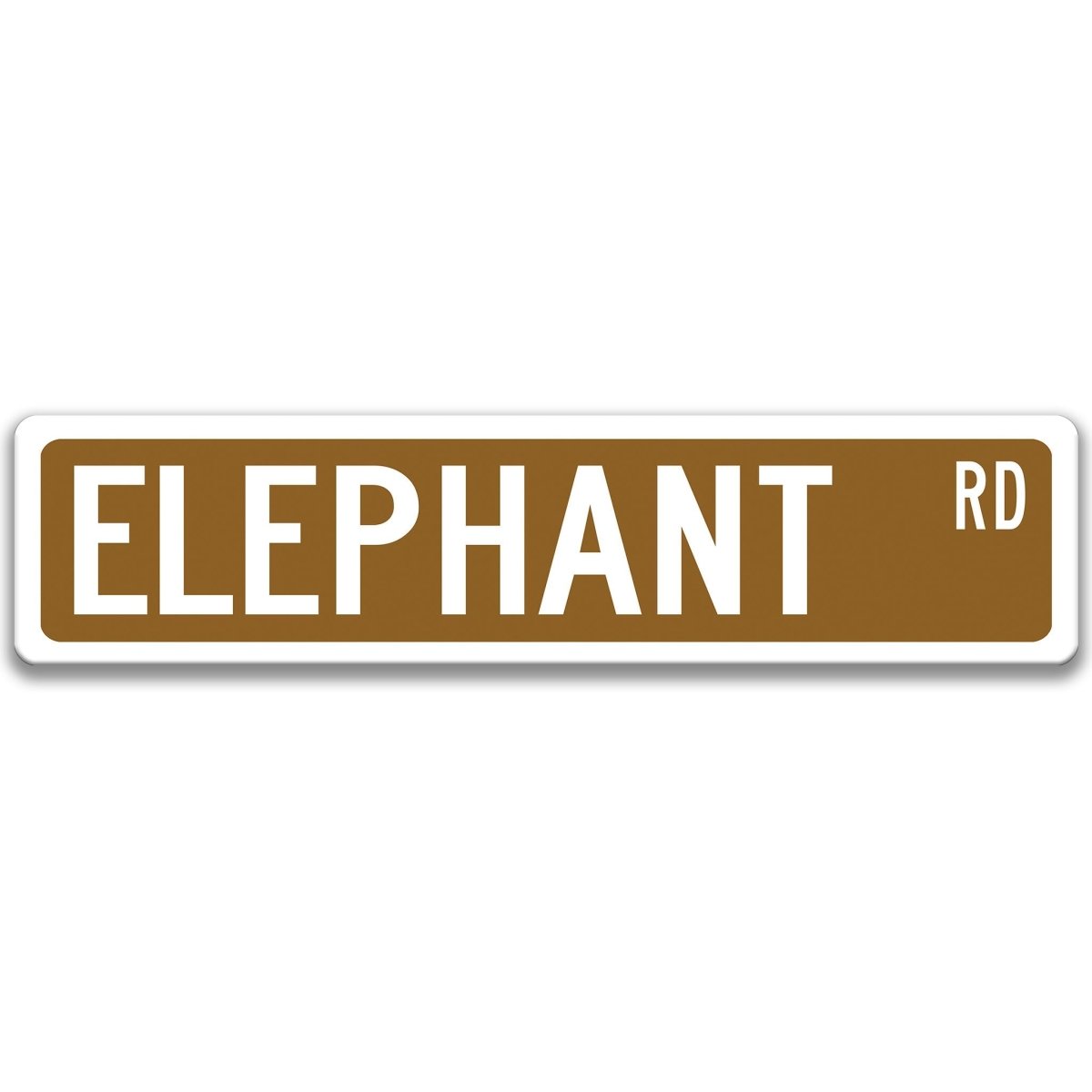 Elephant metal street sign in brown background