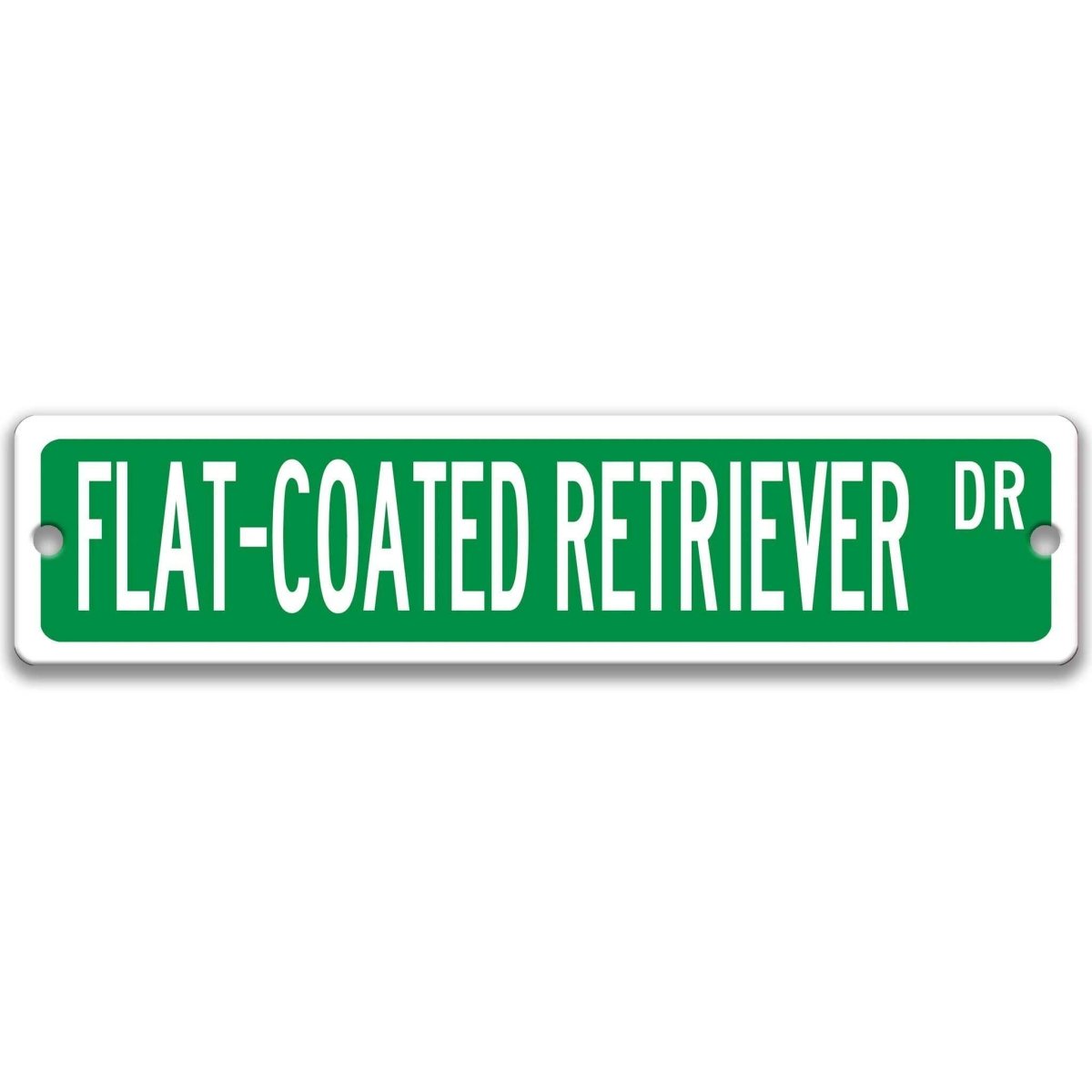 Black Flat-Coated Retriever DR aluminum street sign with white lettering