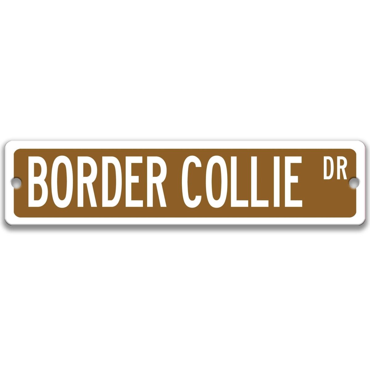 Black Border Collie DR aluminum street sign with white lettering