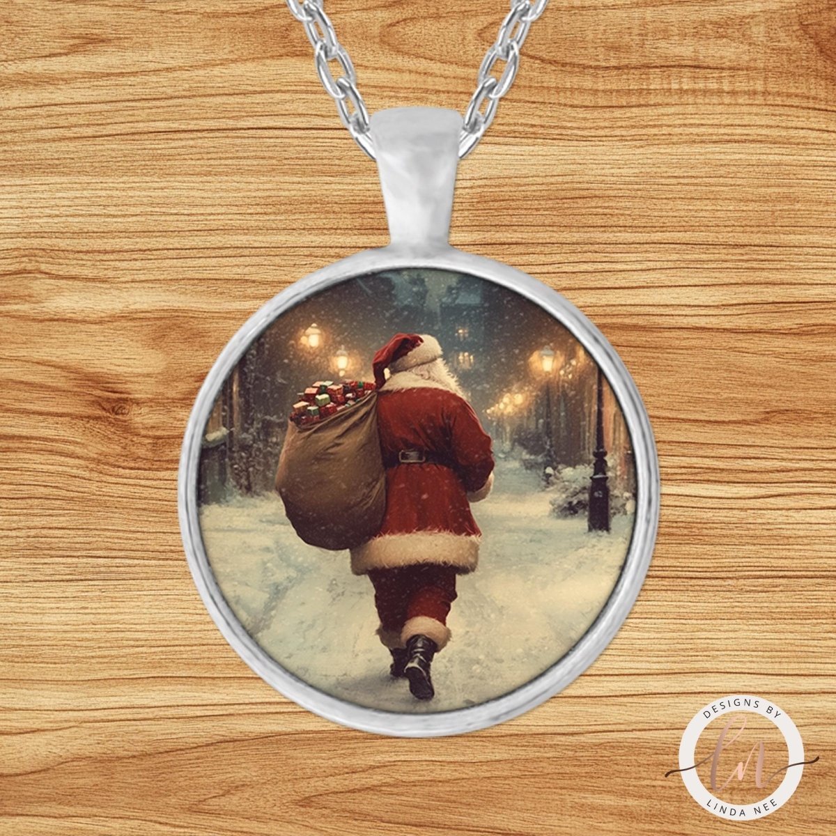 Vintage Santa Claus Pendant Necklace