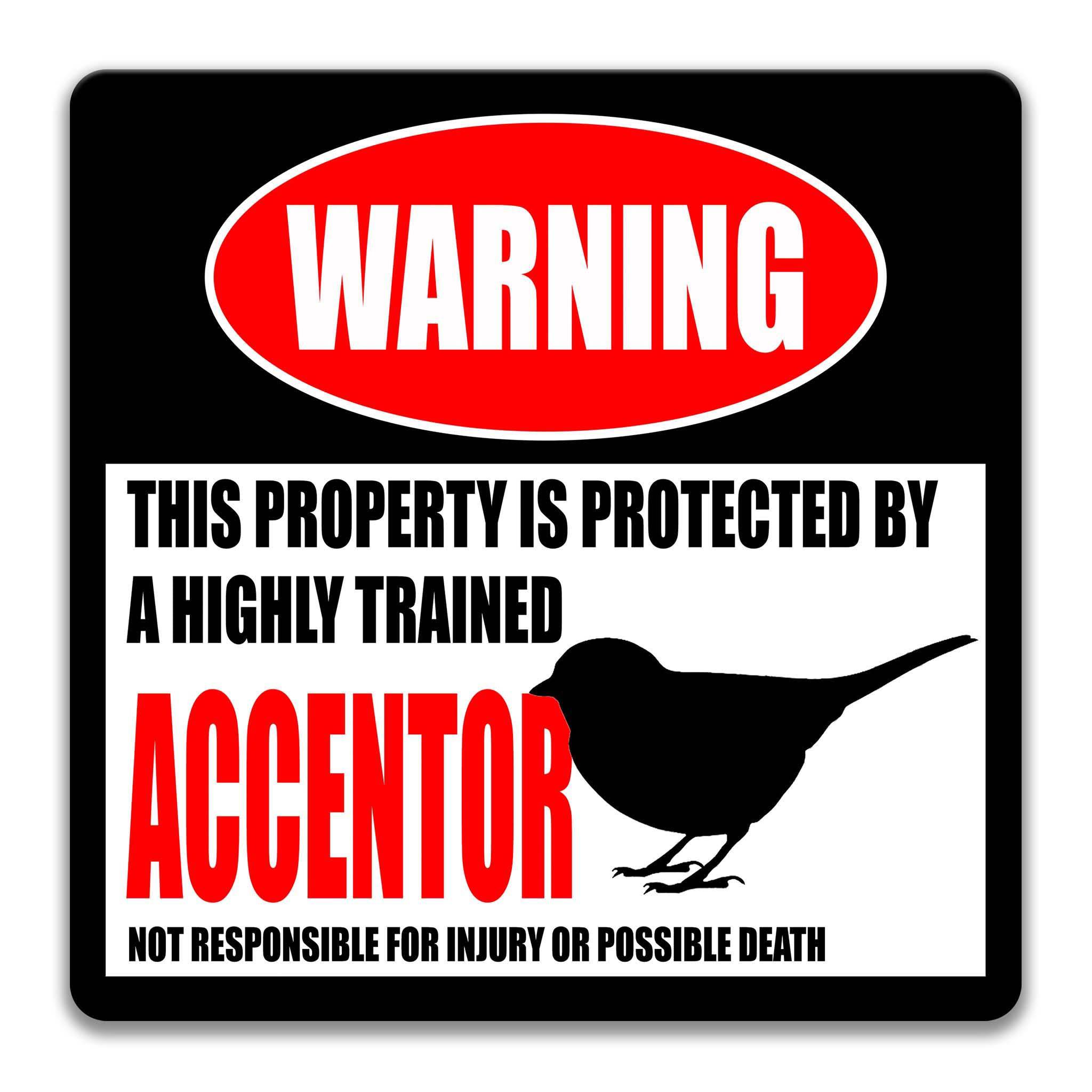 Accentor Warning Sign - Funny Bird Decor - Birdwatcher Gift