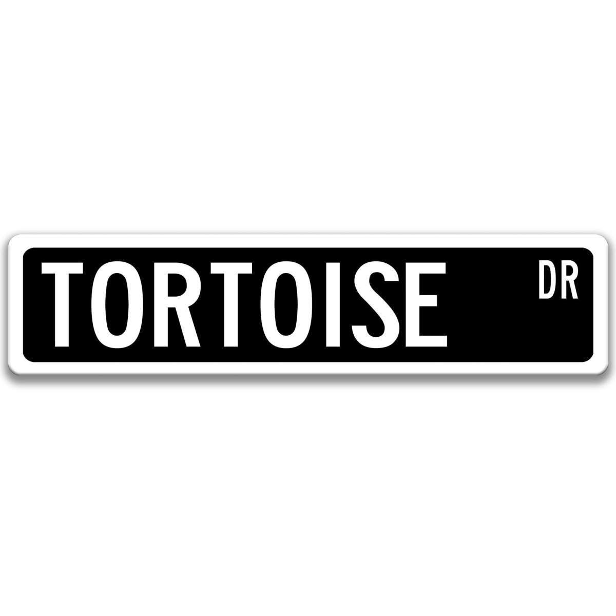 Tortoise Street Name metal sign with black background