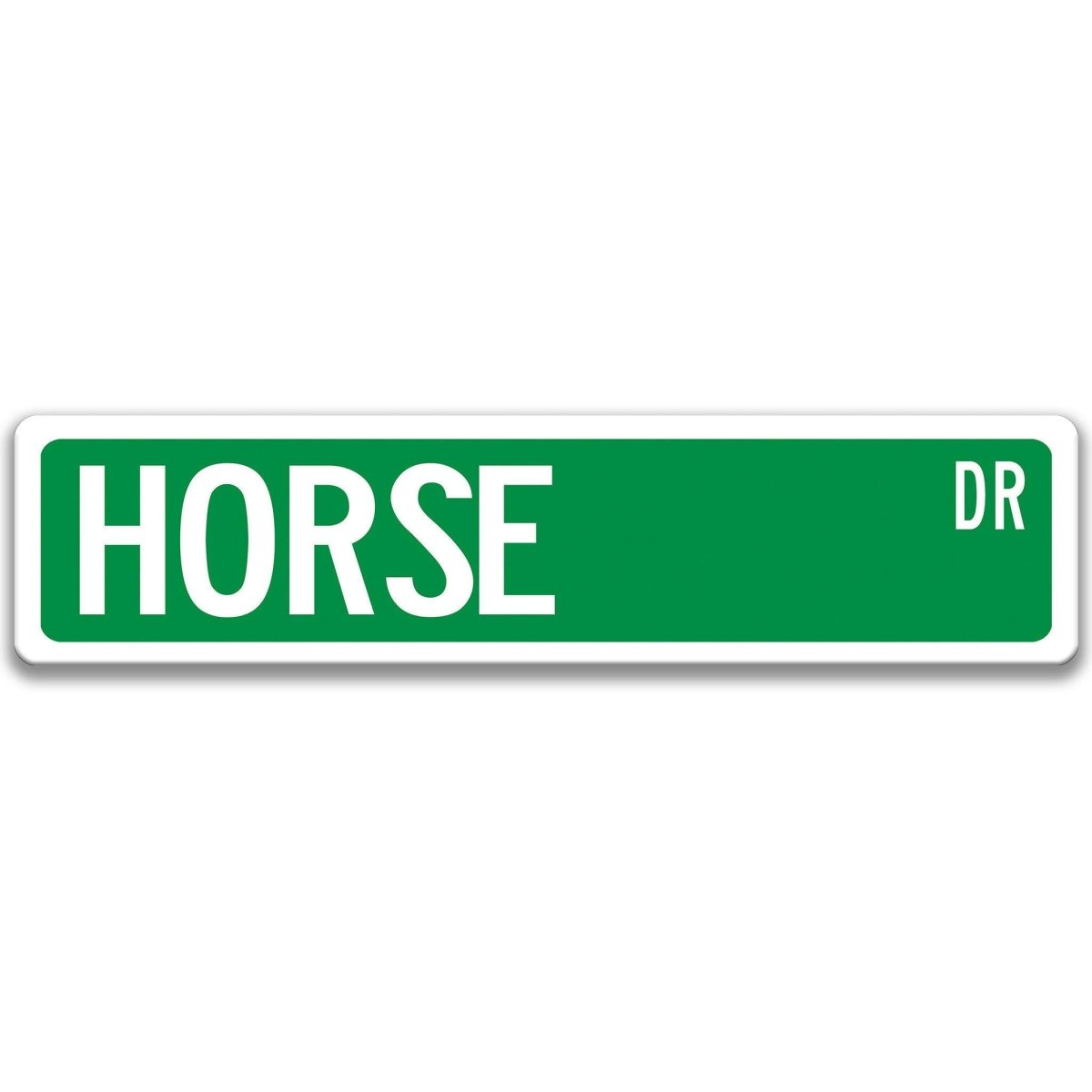Horse metal street sign with black horse silhouette, customizable background color, heavy gauge aluminum