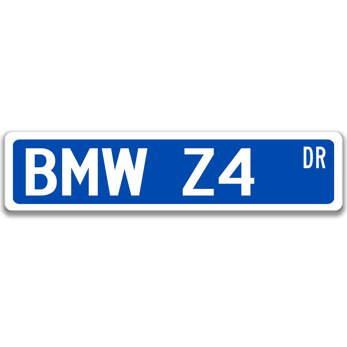 Blue BMW Z4 DR aluminum street sign with white lettering