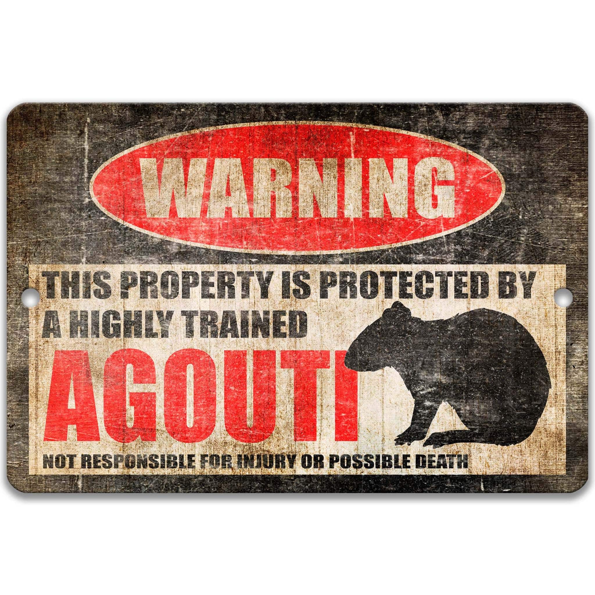 Agouti Warning Sign - Funny Cental American Decor - Rainforest Signs