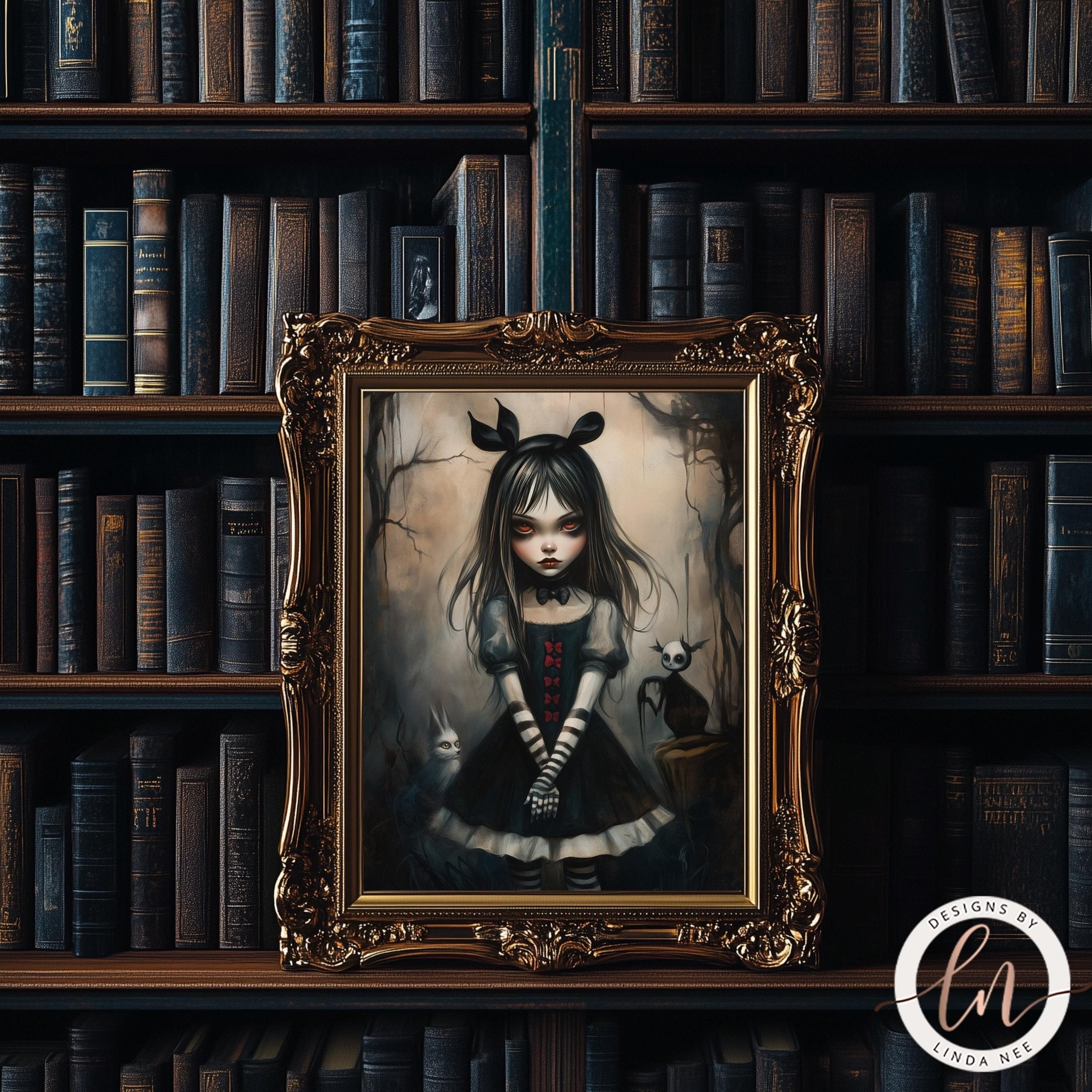 Alice in Wonderland Print - Gothic Dark Academia Decor