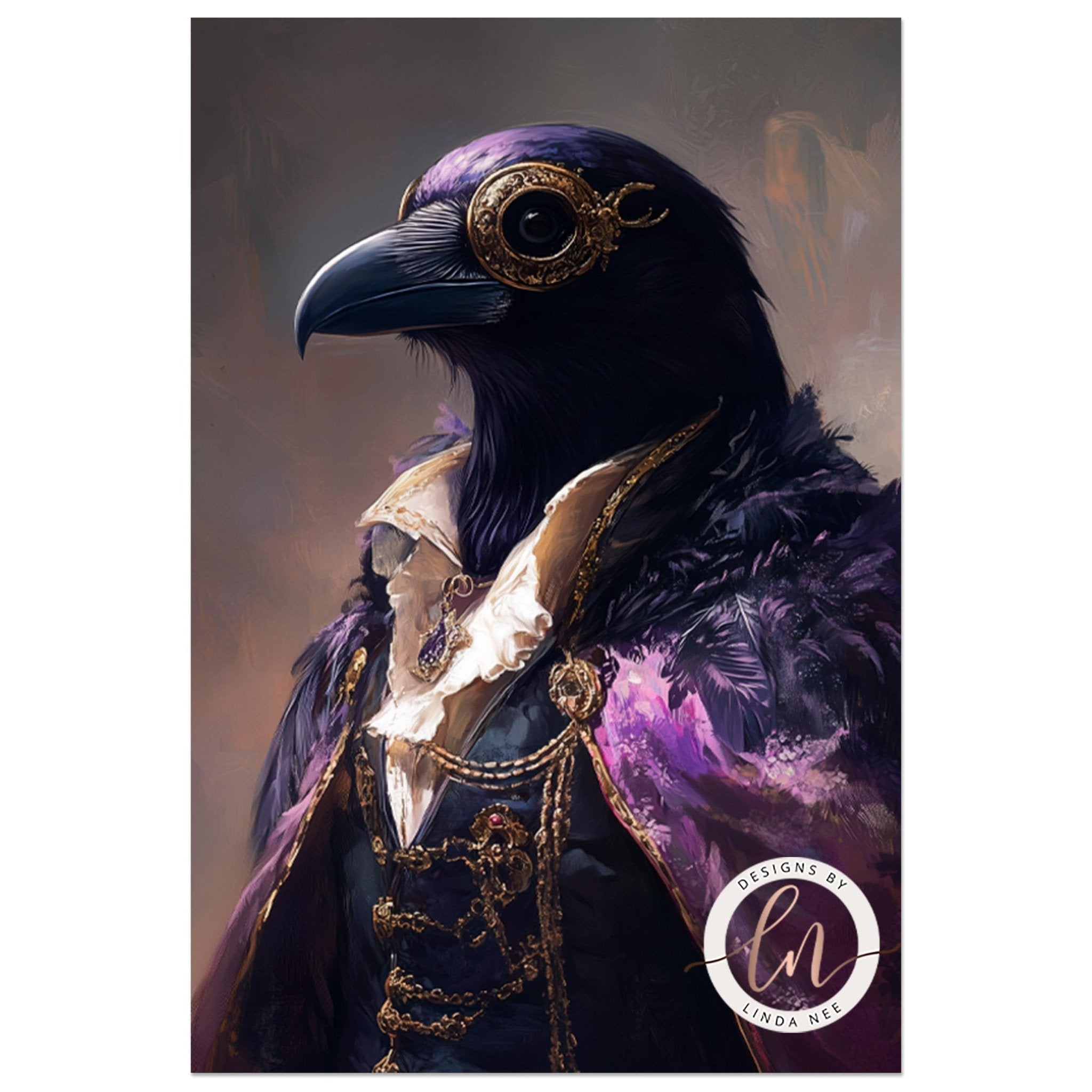 Anthropomorphic Noble Raven Wall Art - Metal or Paper