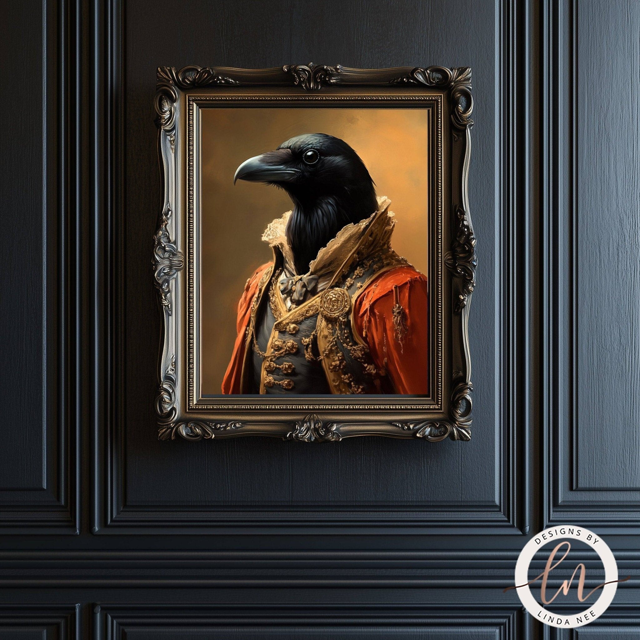 Anthropomorphic Victorian Raven Wall Art - Metal or Paper