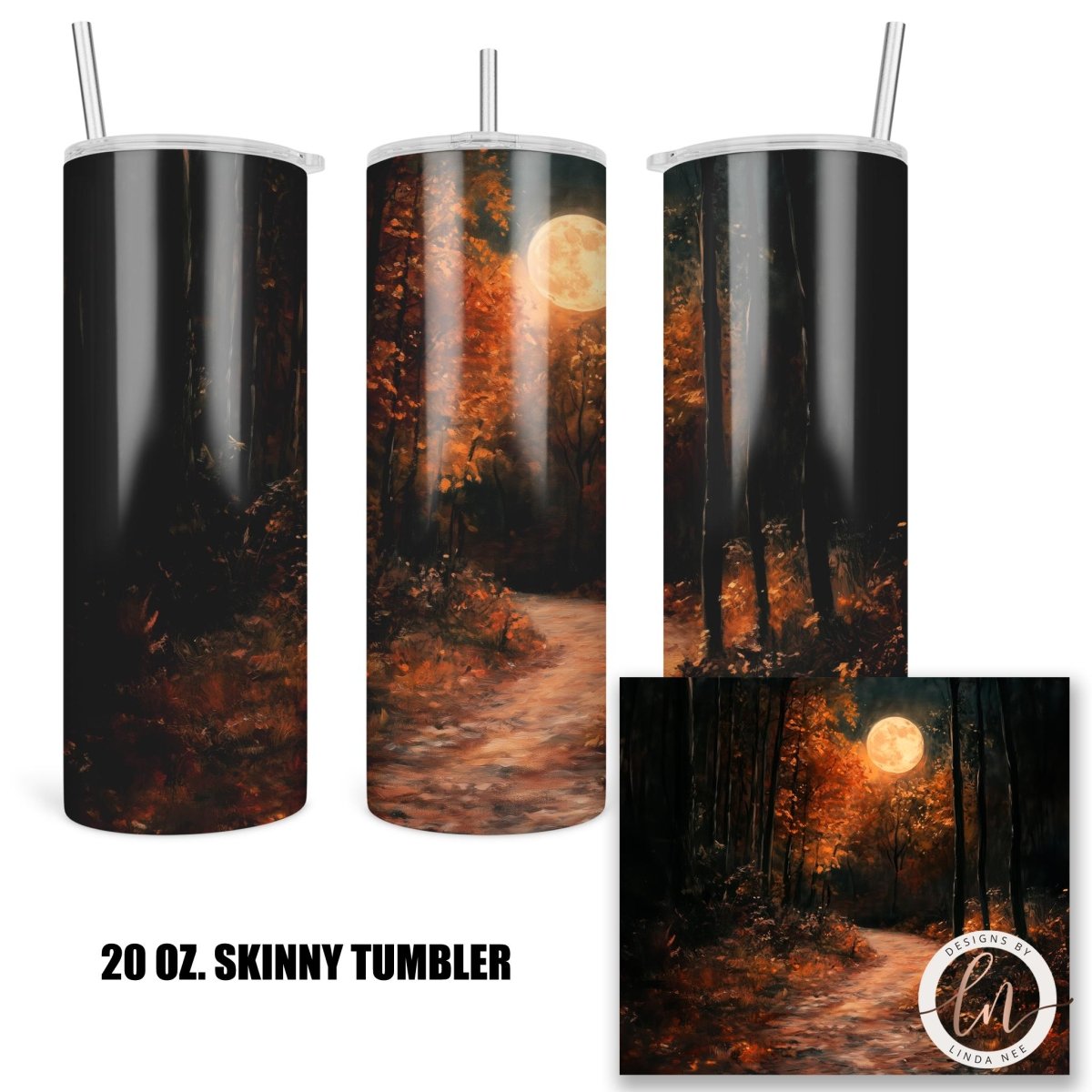 Autumn Forest Tumbler - Dark Academia Gothic Fall ArtDesigns by Linda Nee