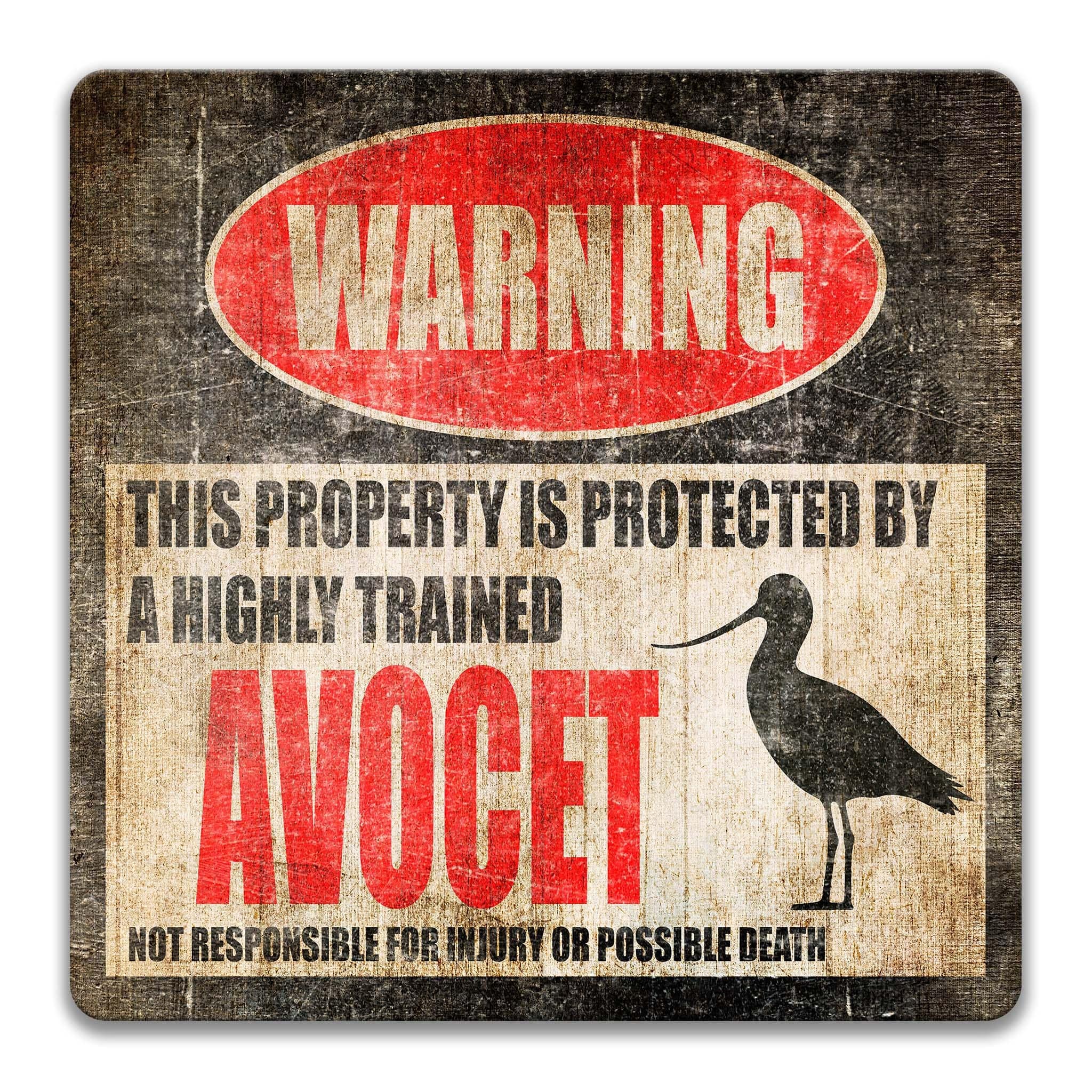 Avocet Warning Sign - Funny Decor for Cabin and Boat Dock - Shorebirdsanimal