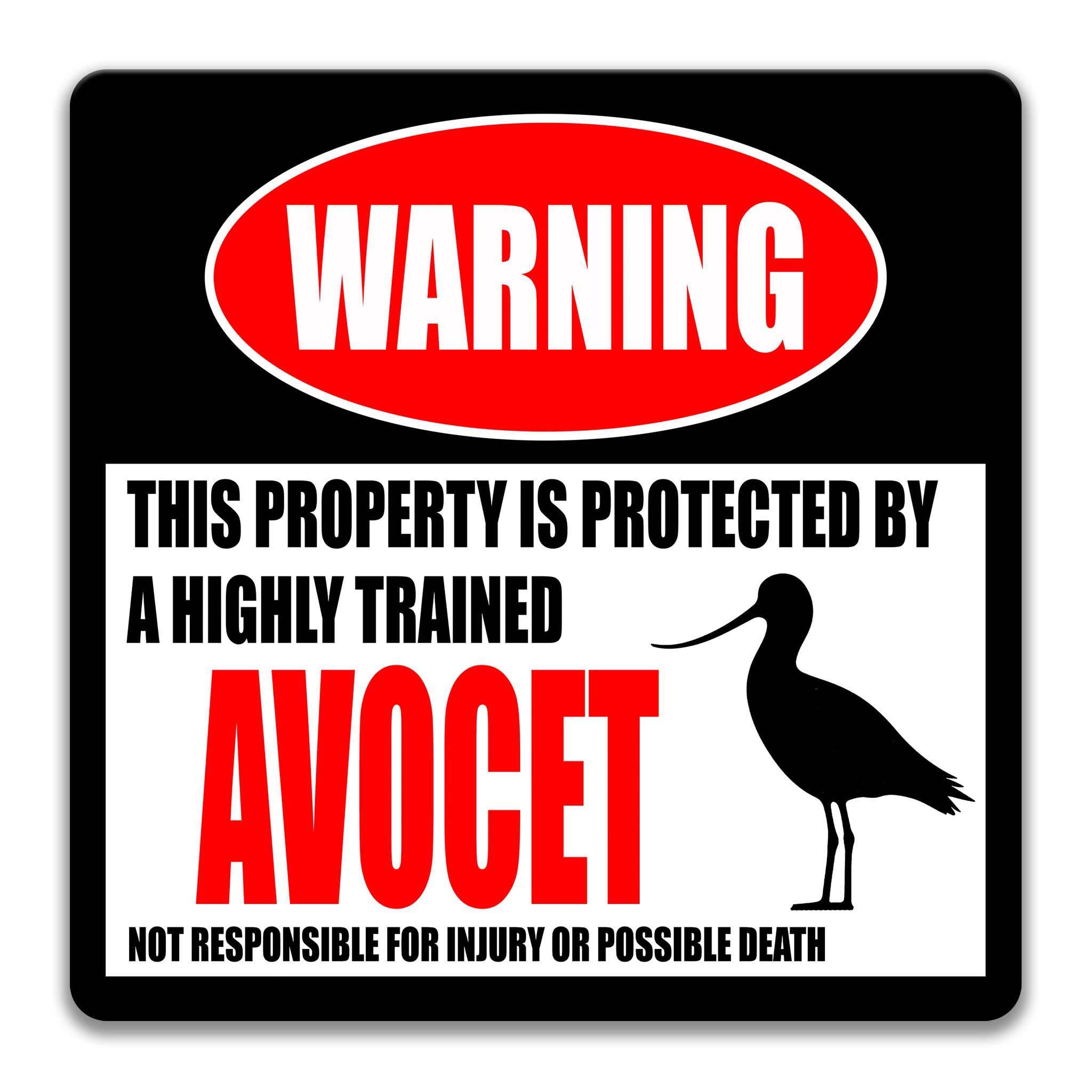 Avocet Warning Sign - Funny Decor for Cabin and Boat Dock - Shorebirdsanimal