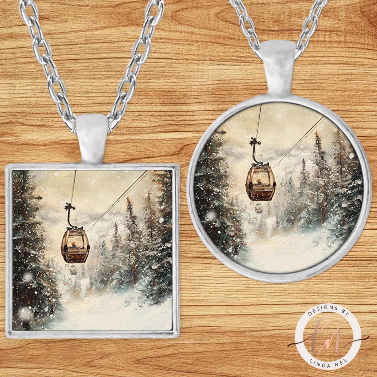 Vintage Ski Lift Gondola Pendant Necklace