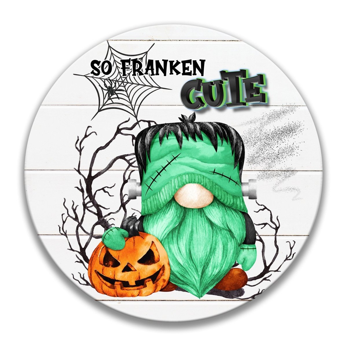 Frankenstein Gnome Metal Wreath Sign
