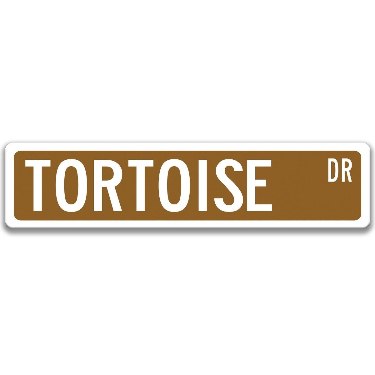 Tortoise Street Name metal sign with brown background