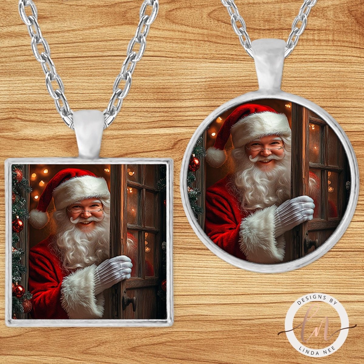 Jolly Santa Christmas Pendant Necklace