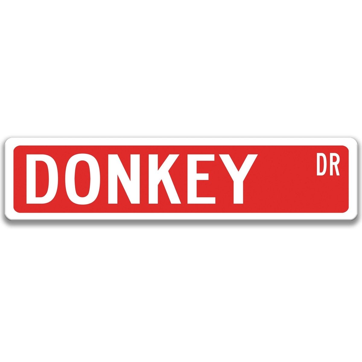 Donkey metal street sign with black donkey silhouette, customizable background color, heavy gauge aluminum