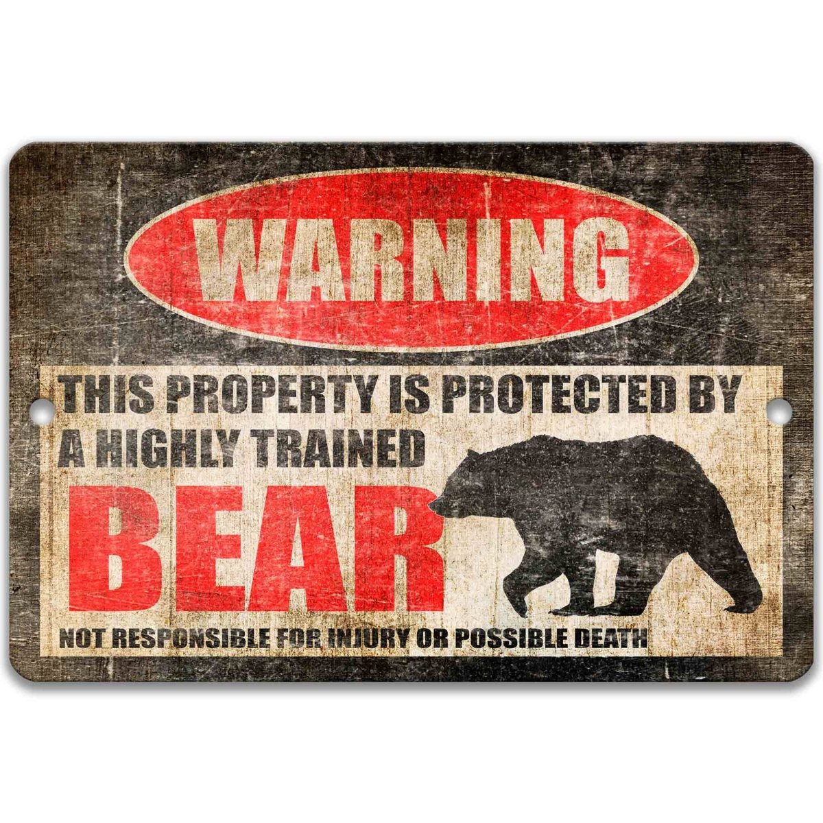 Bear Outdoor Warning Metal Sign