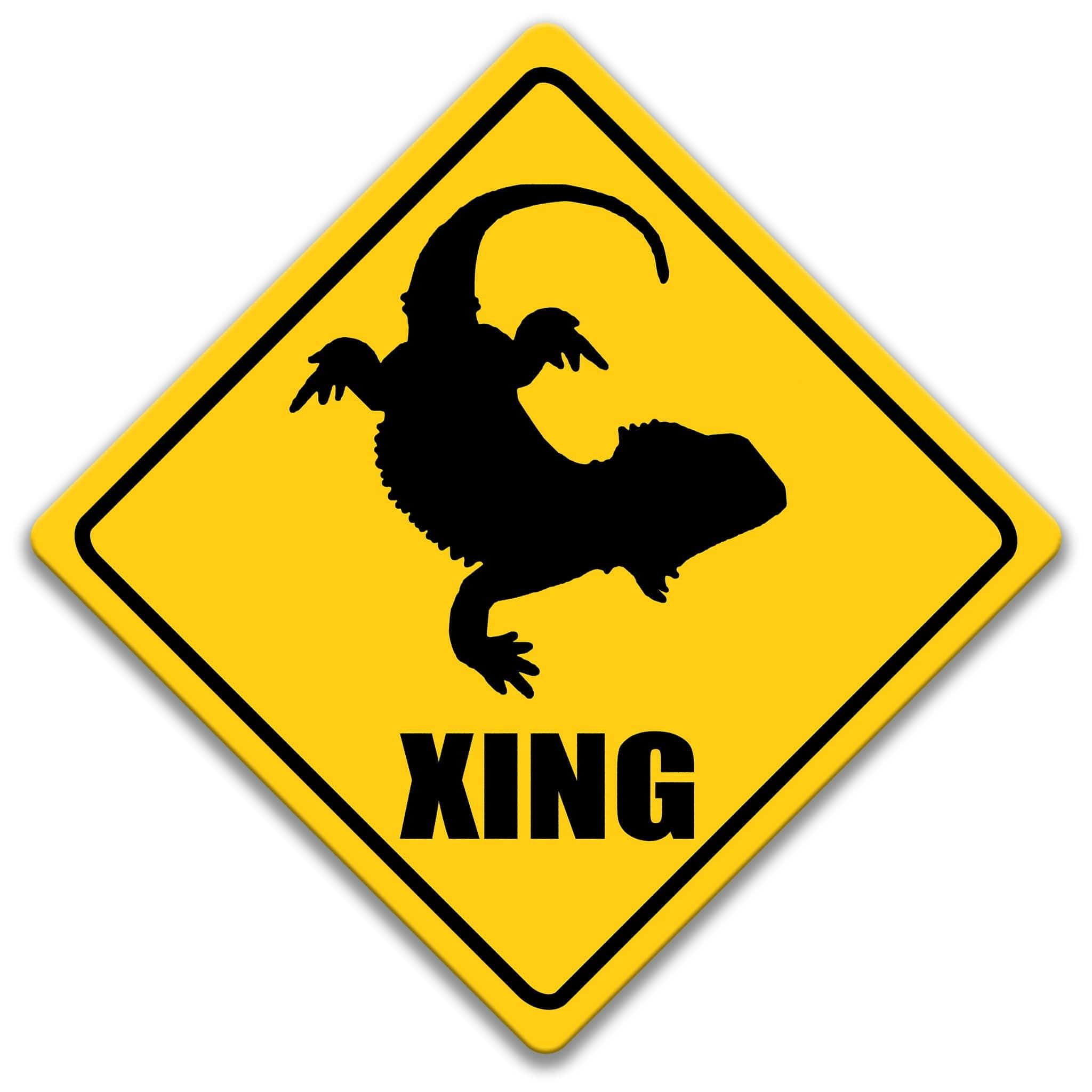 Bearded Dragon XING Caution Signaluminum sign