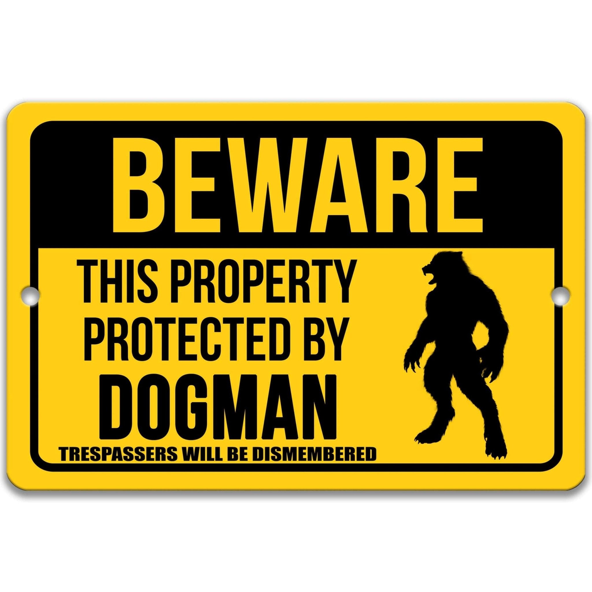 Beware This Property Protected by Michigan Dogman No Trespassing Metal Signanimal
