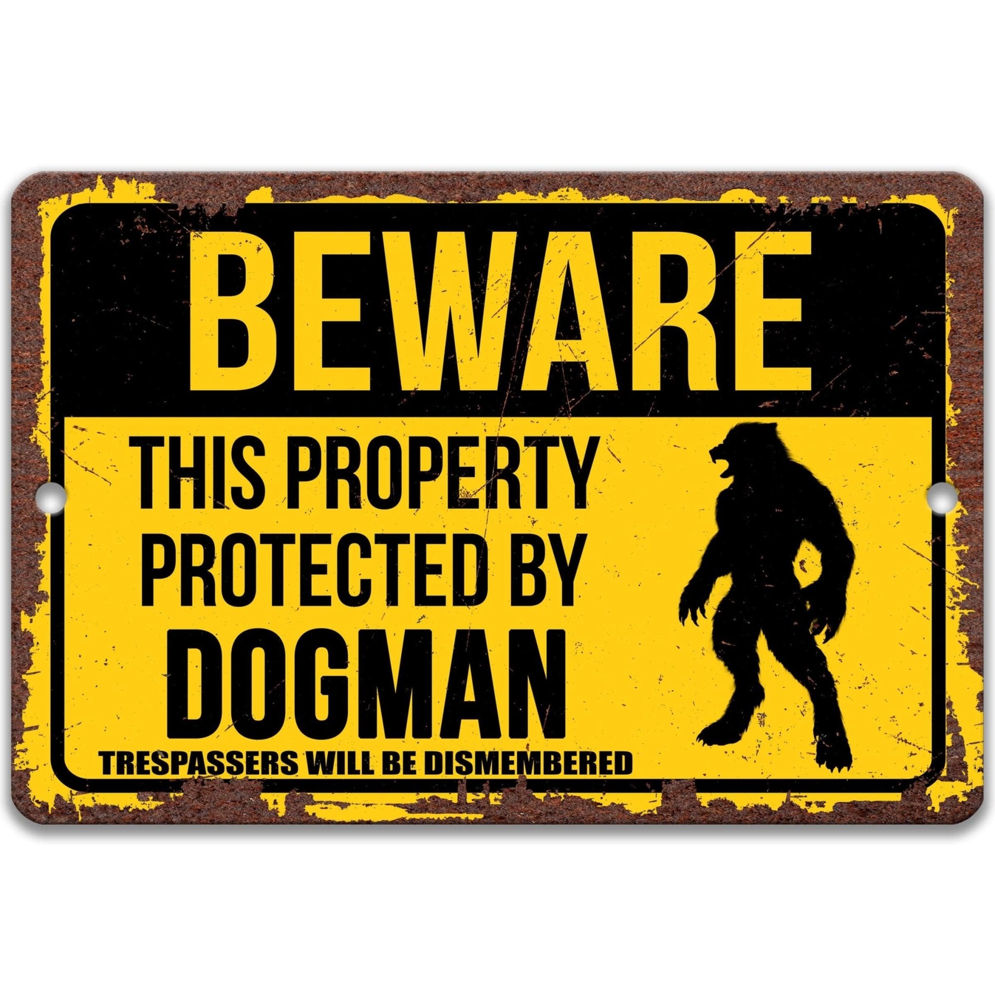 Beware This Property Protected by Michigan Dogman No Trespassing Metal Signanimal