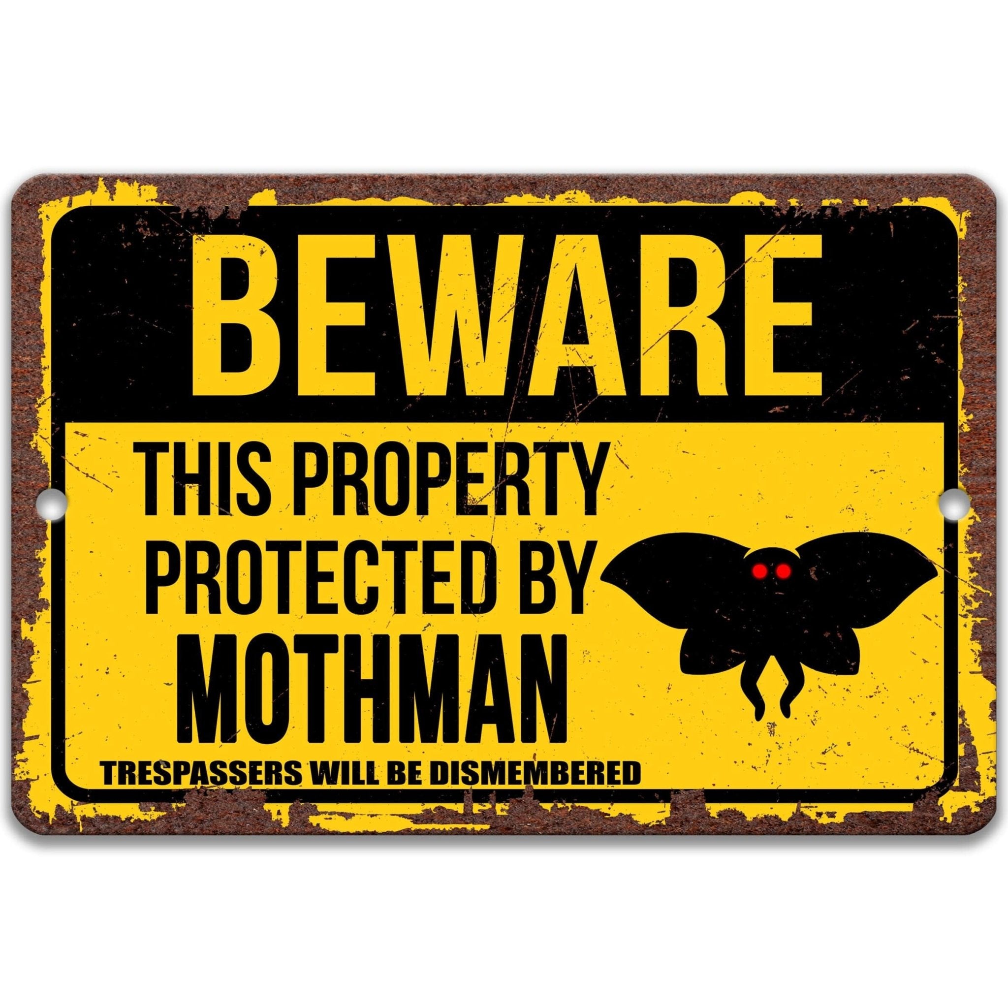 Beware This Property Protected by Mothman No Trespassing Metal Signanimal