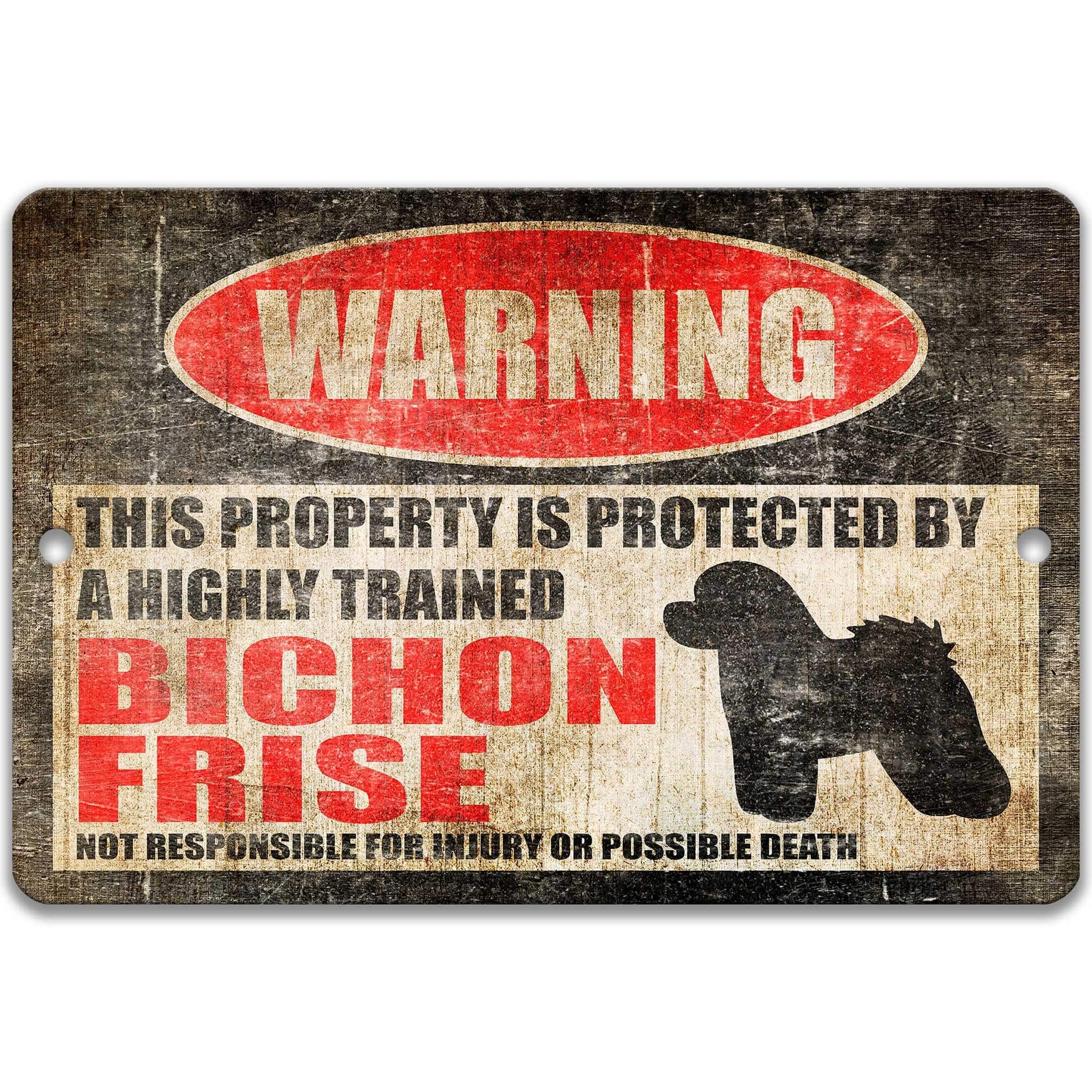 Bichon Frise Dog Warning Sign - Property Protected by a Highly Trained Doganimal