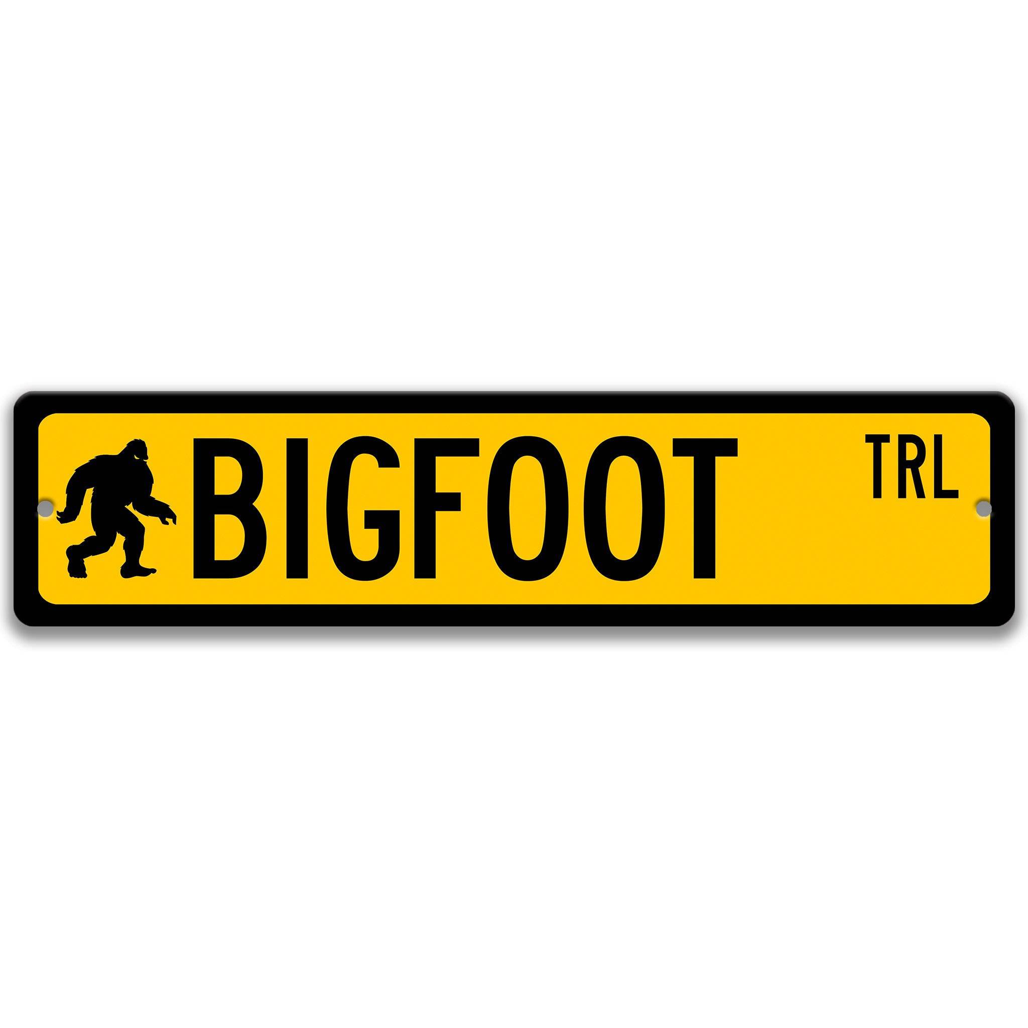 Bigfoot with Silhouette Metal Street Sign