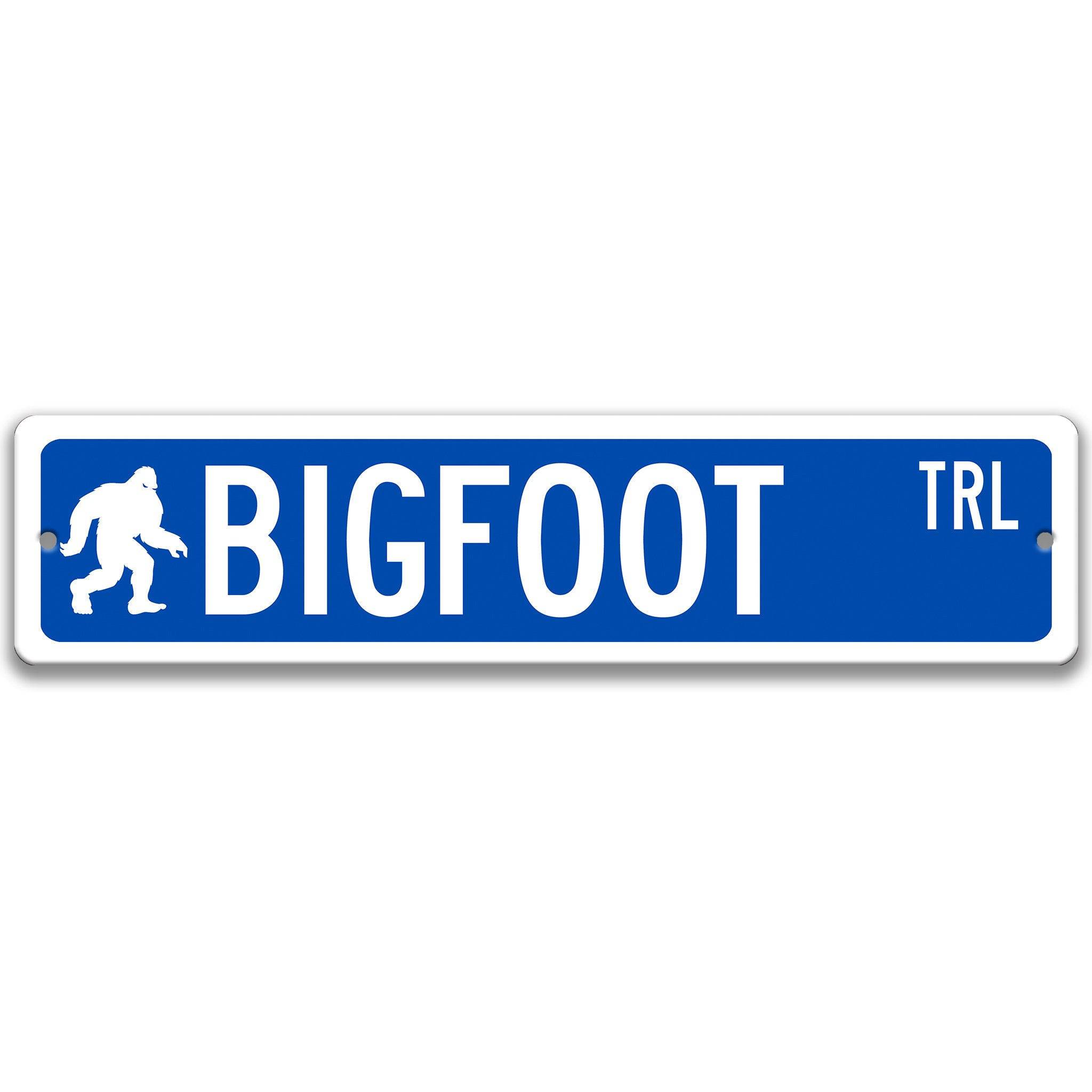 Bigfoot with Silhouette Metal Street Sign