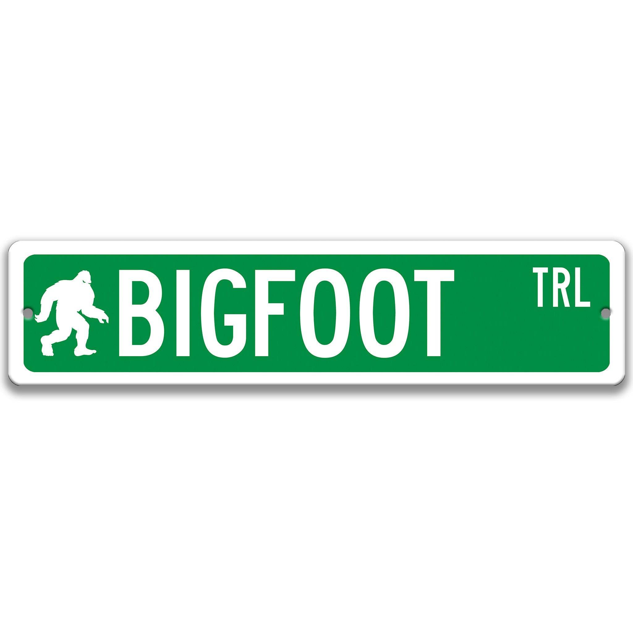 Bigfoot with Silhouette Metal Street Sign