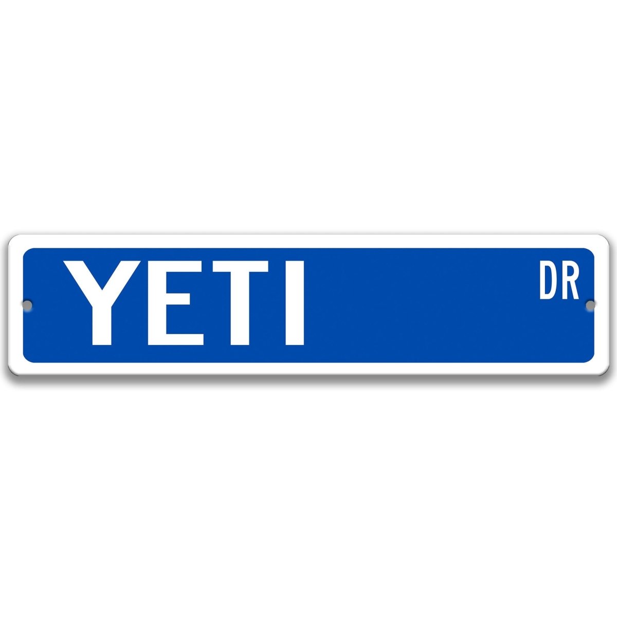 Blue Yeti aluminum street name sign with white lettering