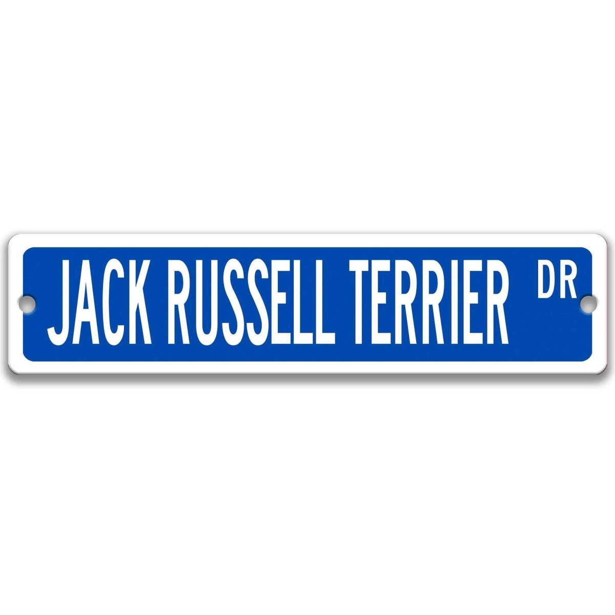 Blue Jack Russell Terrier DR aluminum street sign with white lettering