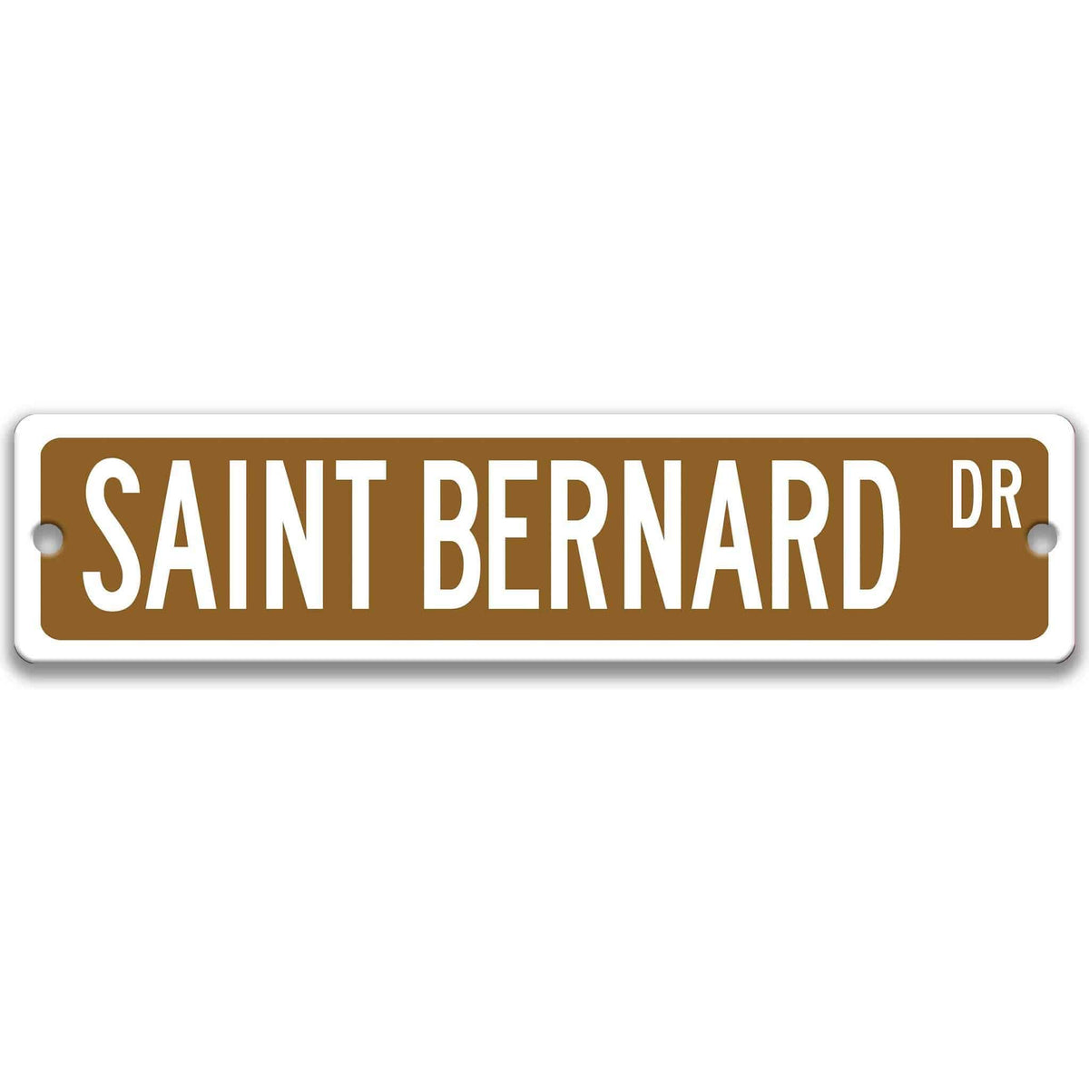 Gray Saint Bernard DR aluminum street sign with black lettering