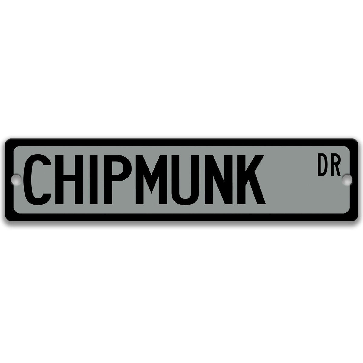 Chipmunk metal street sign in gray background